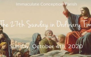 Sunday, October 4, 2020 - The 27th Sunday in Ordinary Time